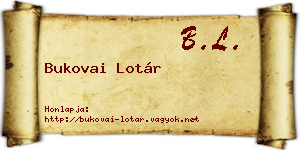 Bukovai Lotár névjegykártya
